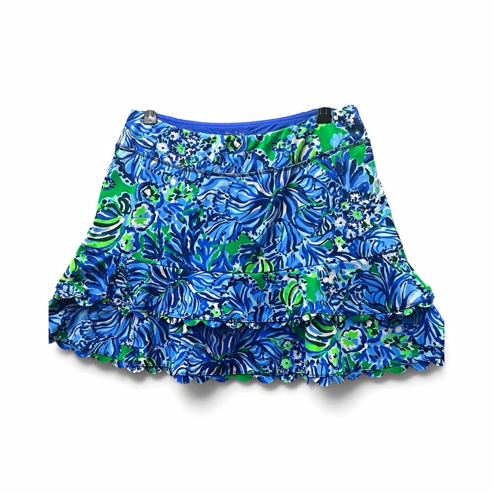 Lilly Pulitzer Luxletic Floral Ruffle Hem Golf Skort M Pull-On Stretch